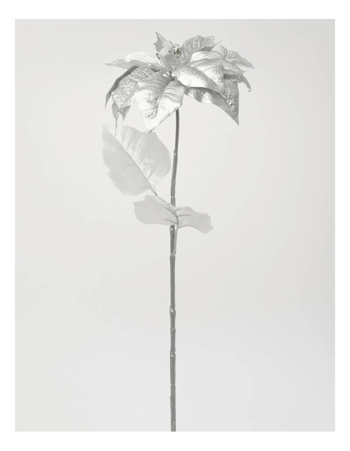 Cheapest β Myer Giftorium Luxe Fabric Poinsettia With Glitter Pick 40cm In Silver β - Image 2
