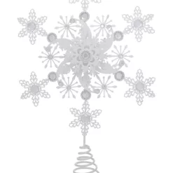 New 😉 Myer Giftorium Luxe 38cm Metal White Glitter Snowflake Tree Topper ⭐