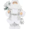 Best Pirce ✔️ Myer Giftorium Luxe 30cm White And Silver Fabric Standing Santa Holding Lantern 🧨