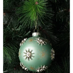 Promo โ๏ธ Myer Giftorium Luxe Glass Snowflake Embellished BaubleMint: 10cm ๐