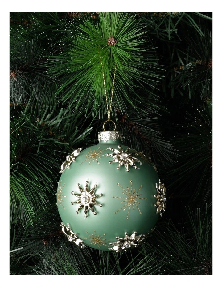 Promo βοΈ Myer Giftorium Luxe Glass Snowflake Embellished BaubleMint: 10cm π