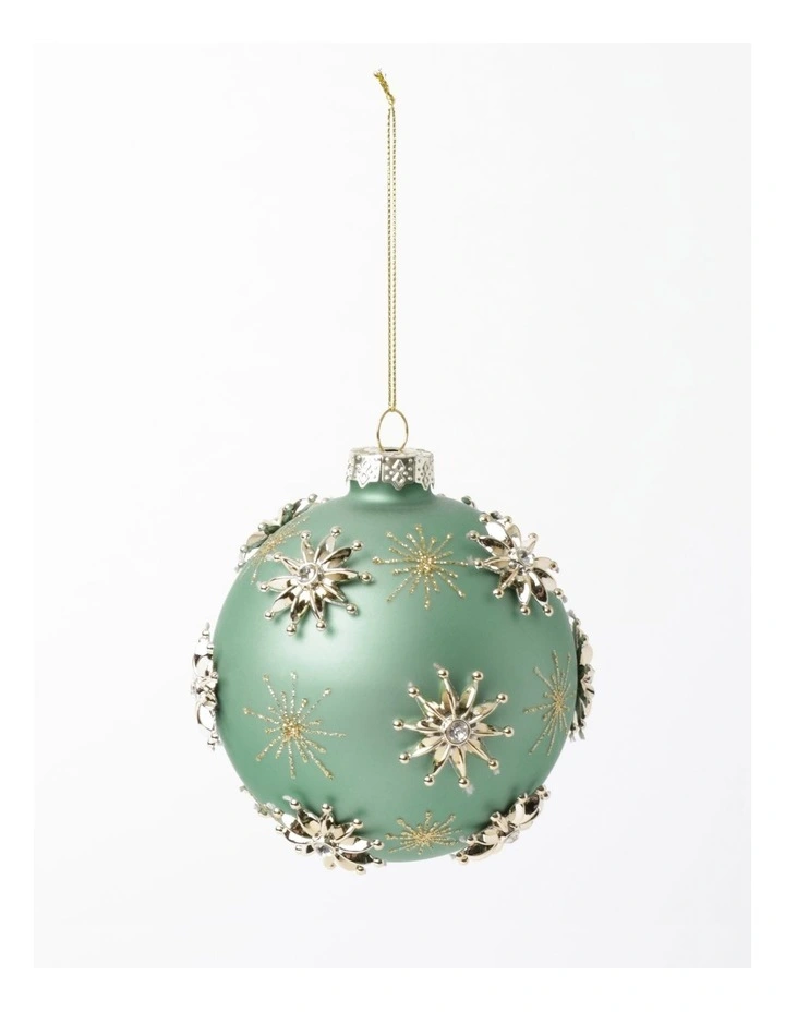Promo βοΈ Myer Giftorium Luxe Glass Snowflake Embellished BaubleMint: 10cm π - Image 2