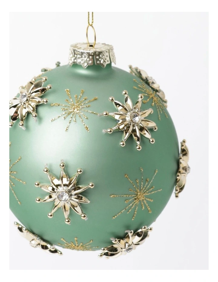 Promo βοΈ Myer Giftorium Luxe Glass Snowflake Embellished BaubleMint: 10cm π - Image 3