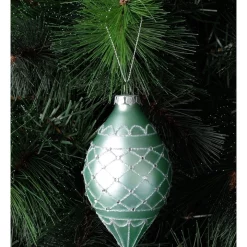 Best deal ⭐ Myer Giftorium Luxe Glass Glitter Quilted FinialMint: 10cm 🥰