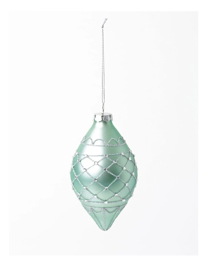 Best deal β Myer Giftorium Luxe Glass Glitter Quilted FinialMint: 10cm π₯° - Image 2