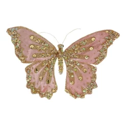 Cheapest 🛒 Myer Giftorium Luxe Pink Glitter Fabric Butterfly With Jewels On Clip 🔔