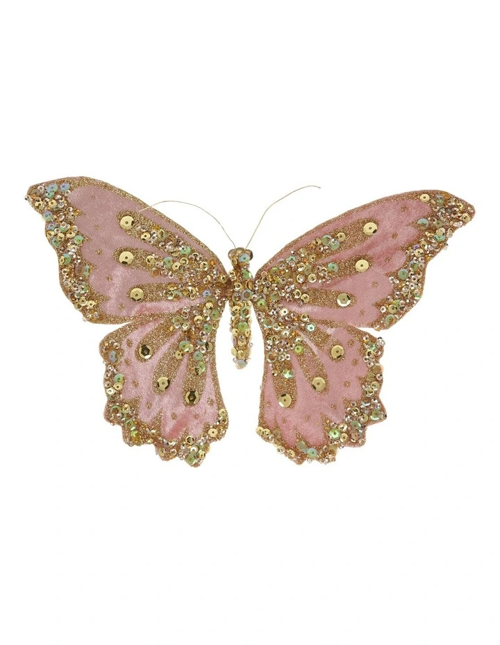Cheapest π Myer Giftorium Luxe Pink Glitter Fabric Butterfly With Jewels On Clip π
