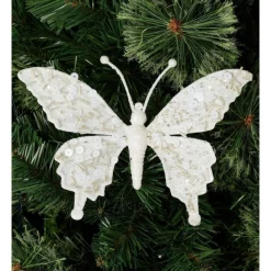 Cheapest 👏 Myer Giftorium Luxe Glitter Butterfly Clip With Sequin & Bead Wing In White 🤩