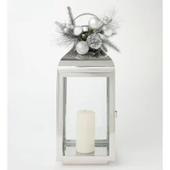 Buy 🌟 Myer Giftorium Luxe Stainless Steel Lantern W/ Foliage In Silver 🥰