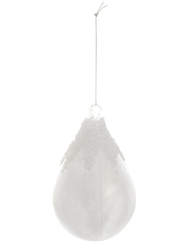 Discount π₯° Myer Giftorium Luxe 11cm Irridescent Beaded Glass Drop With Feathers Inside π