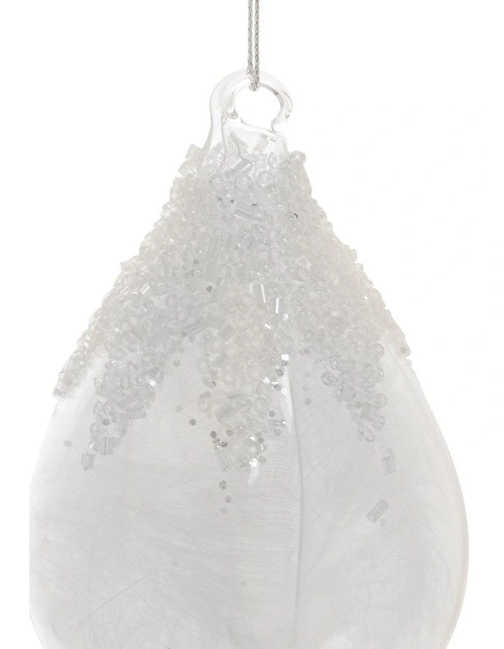 Discount π₯° Myer Giftorium Luxe 11cm Irridescent Beaded Glass Drop With Feathers Inside π - Image 2