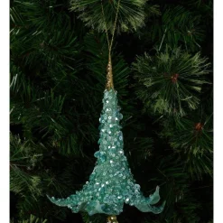 Outlet 💯 Myer Giftorium Luxe Glittered Angel's Trumpet Flower Ornament In Mint 🎁