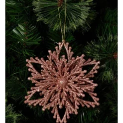 Wholesale 👏 Myer Giftorium Luxe Plastic & Glitter Layered Snowflake 10 Cm In Pink 🎉
