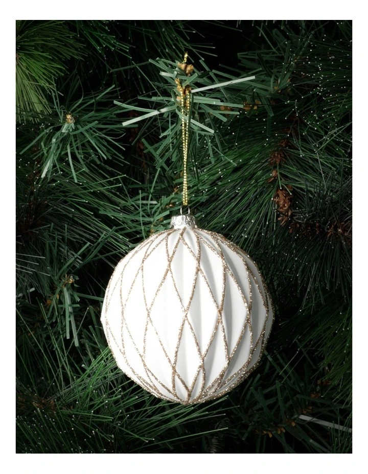 Top 10 β€οΈ Myer Giftorium Luxe Plastic Embossed Diamond W/Glitter BaubleWhite: 8cm π