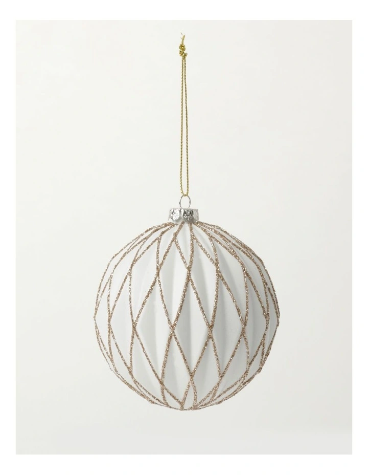 Top 10 β€οΈ Myer Giftorium Luxe Plastic Embossed Diamond W/Glitter BaubleWhite: 8cm π - Image 2