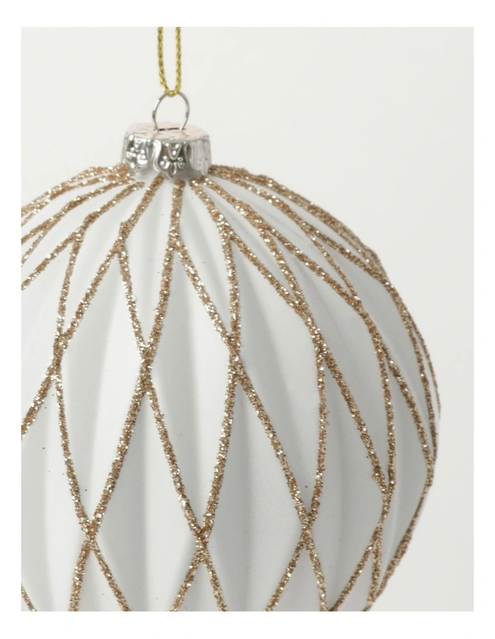 Top 10 β€οΈ Myer Giftorium Luxe Plastic Embossed Diamond W/Glitter BaubleWhite: 8cm π - Image 3