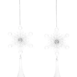 Best Pirce ๐ฅฐ Myer Giftorium Luxe Assorted Plastic Snowflake With Dangling Jewel Clear: 14cm ๐