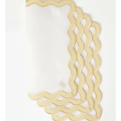 Best Sale π Heritage Florence Scalloped Edge Napkins Set Of 4 With Gold Rim β