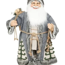 New 💯 Australian House & Garden Eucalyptus 61cm Plastic Santa W/ Grey Fur 🧥 Coat Holding Sack 😀