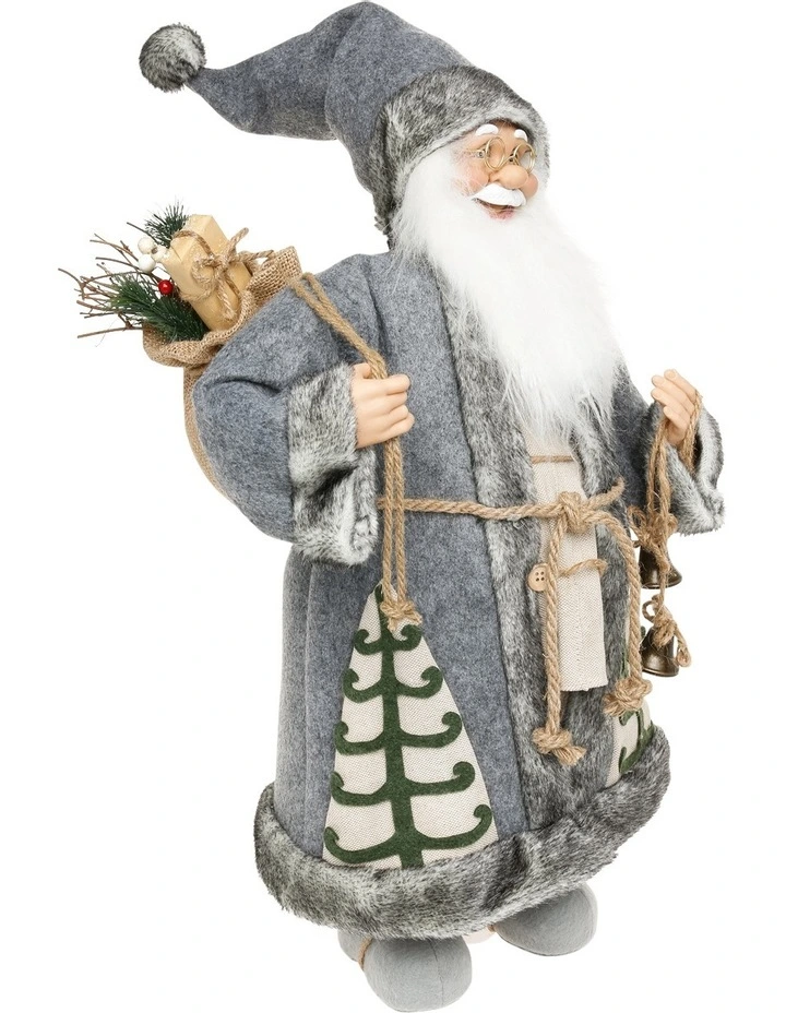 New π― Australian House & Garden Eucalyptus 61cm Plastic Santa W/ Grey Fur π§₯ Coat Holding Sack π - Image 2