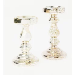 Cheapest 😀 Australian House & Garden Eucalyptus Mercurised Glass Pedestal 19/22cm Set Of 2 In Sliver 🛒