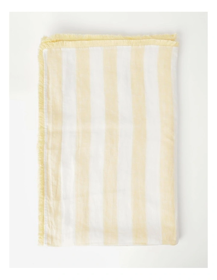 Buy π Australian House & Garden Fringed Linen Tablecloth Wide Stripe In Yellow β