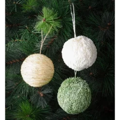 Best Sale 🔔 Australian House & Garden Eucalyptus Set Of 3 Straw & Paper BaublesNatural/Green/White: 8cm 🎁