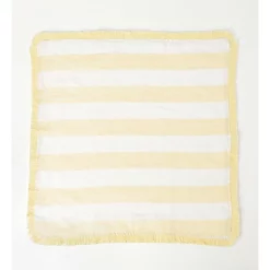 Flash Sale 🔔 Australian House & Garden Fringed Linen Napkin Set Of 4 Wide Stripe In Yellow 👍