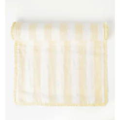 Coupon ๐คฉ Australian House & Garden Fringed Linen Table Runner Wide Stripe In Yellow ๐คฉ