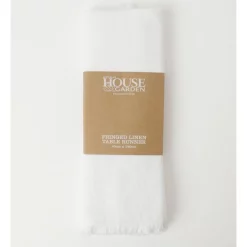 Cheap 🔔 Australian House & Garden Fringed Linen Table Runner In White 🎁