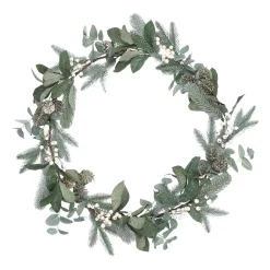Brand new 🌟 Australian House & Garden Eucalyptus White Berries And Silver Plastic Pinecones Leave Garland 🥰