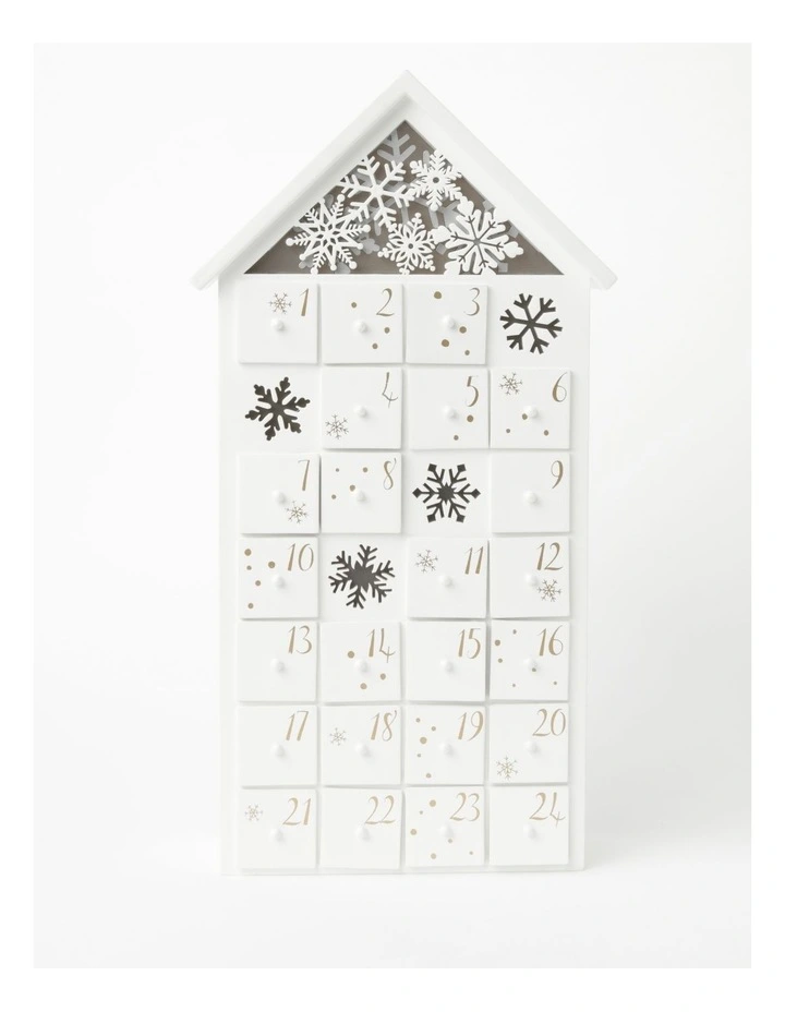Deals 𧨠Myer Giftorium Luxe Wooden Snowflake House LED Advent CalendarWhite: 45cm π