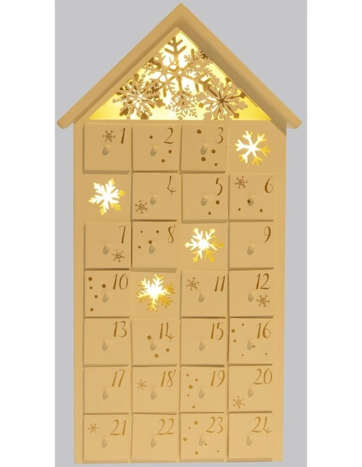 Deals 𧨠Myer Giftorium Luxe Wooden Snowflake House LED Advent CalendarWhite: 45cm π - Image 2