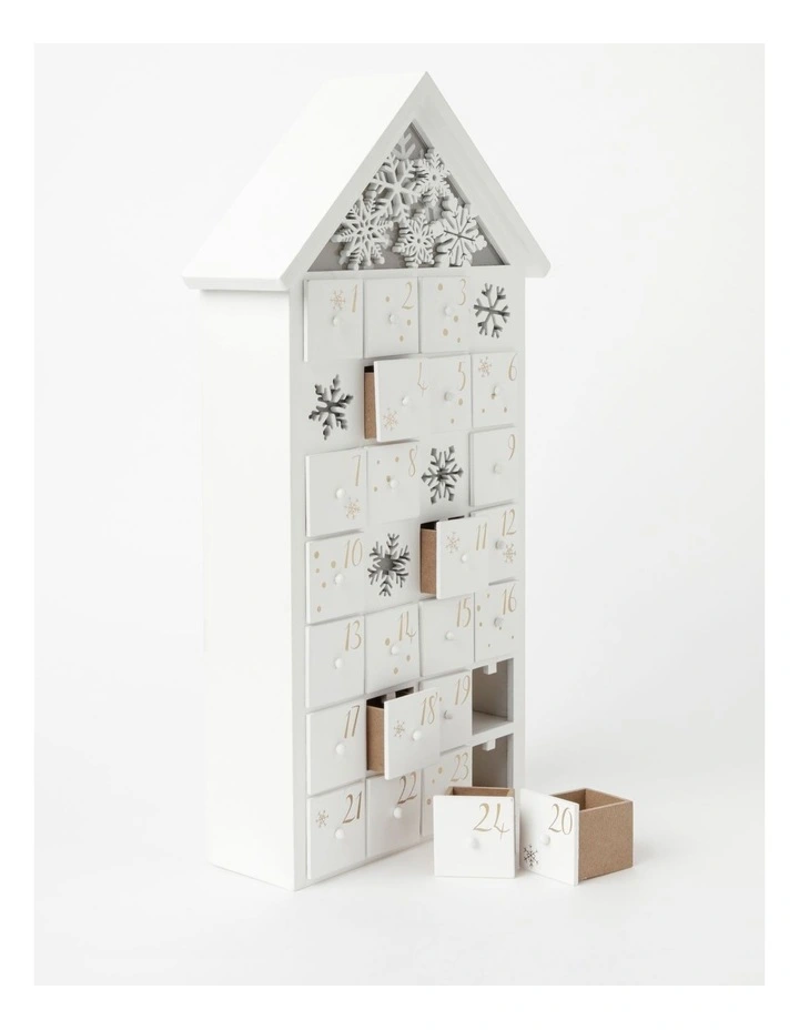 Deals 𧨠Myer Giftorium Luxe Wooden Snowflake House LED Advent CalendarWhite: 45cm π - Image 3
